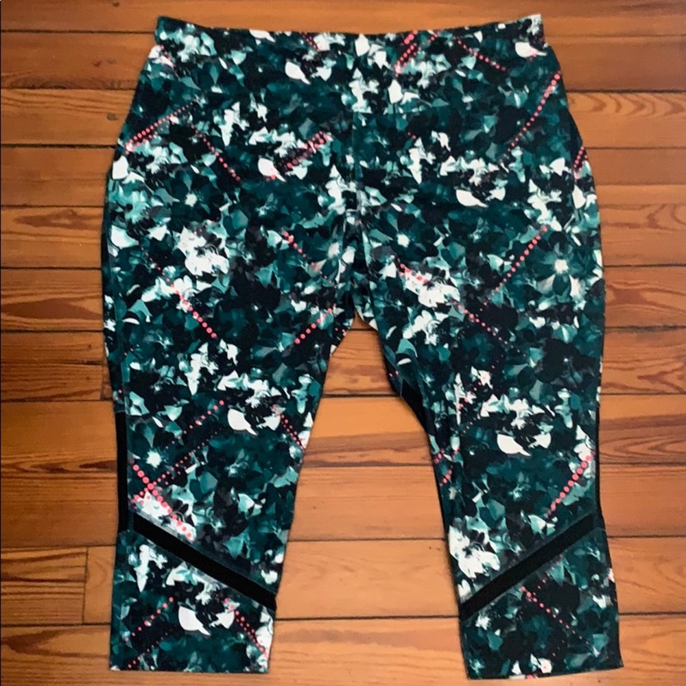 Black/dark green Activewear exercise leggings 3X